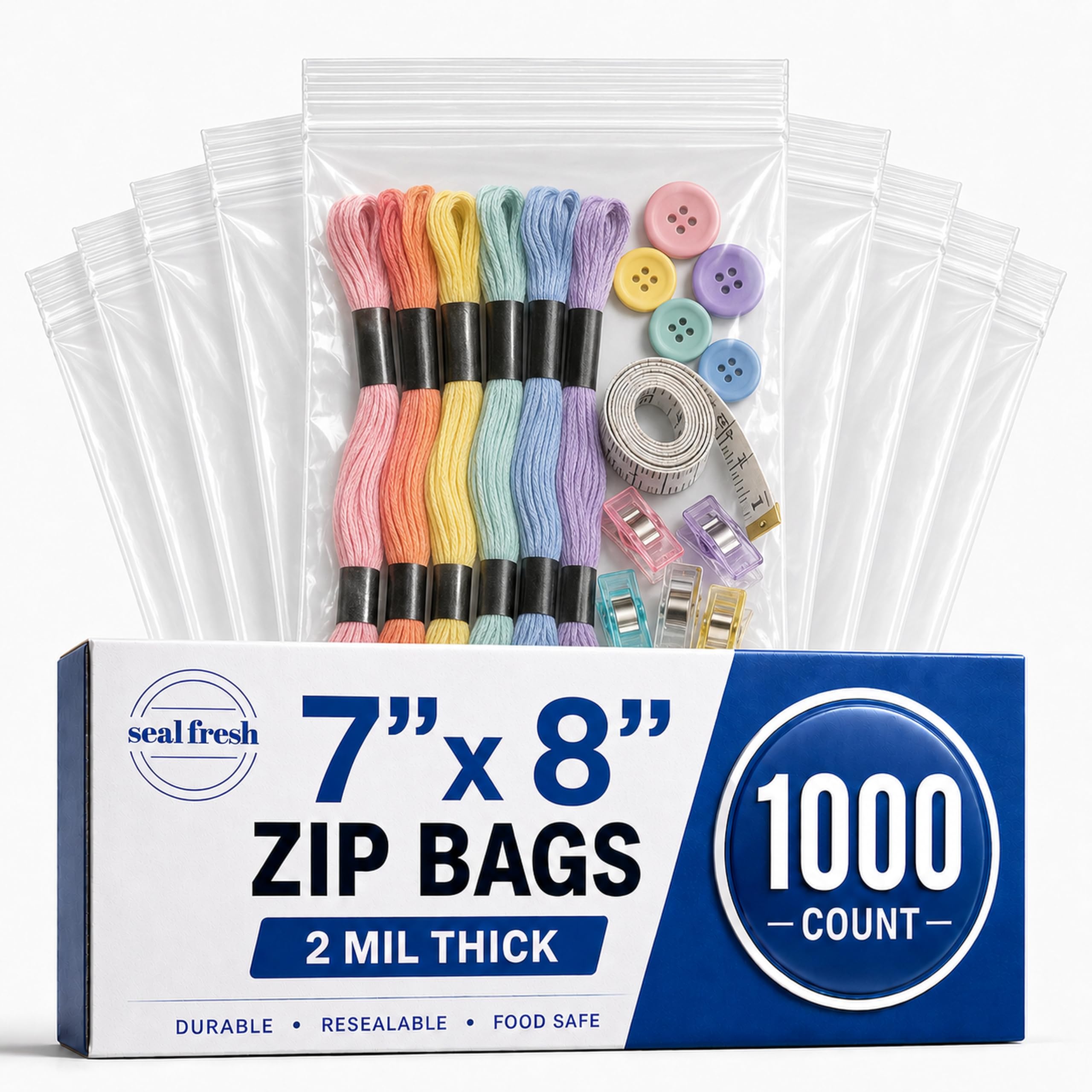Amazon.com: Seal Fresh Quart Resealable Plastic Bags 1000 Pack